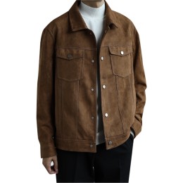 Manufacturing tooling casual snap button jacket Fashion design suede jacket Loose jacket supplier suede jacket SKJ051 Manufacturing tooling casual snap button jacket Fashion design suede jacket Loose jacket supplier suede jacket SKJ051